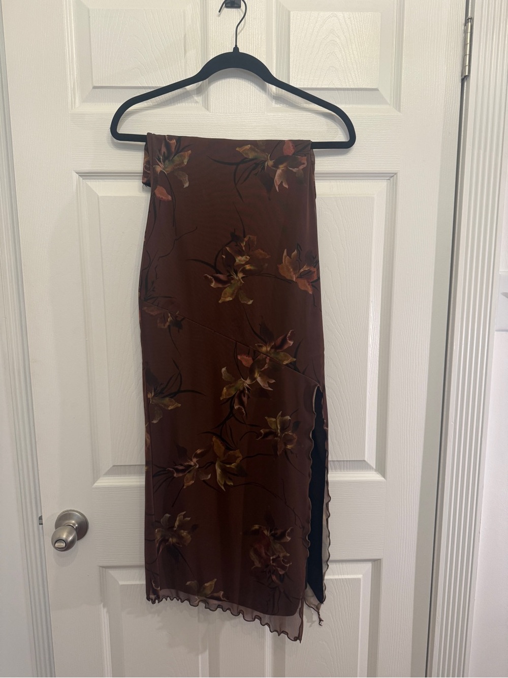 New - Urban Outfitters Samara Mesh Strapless Midi Dress Brown Floral